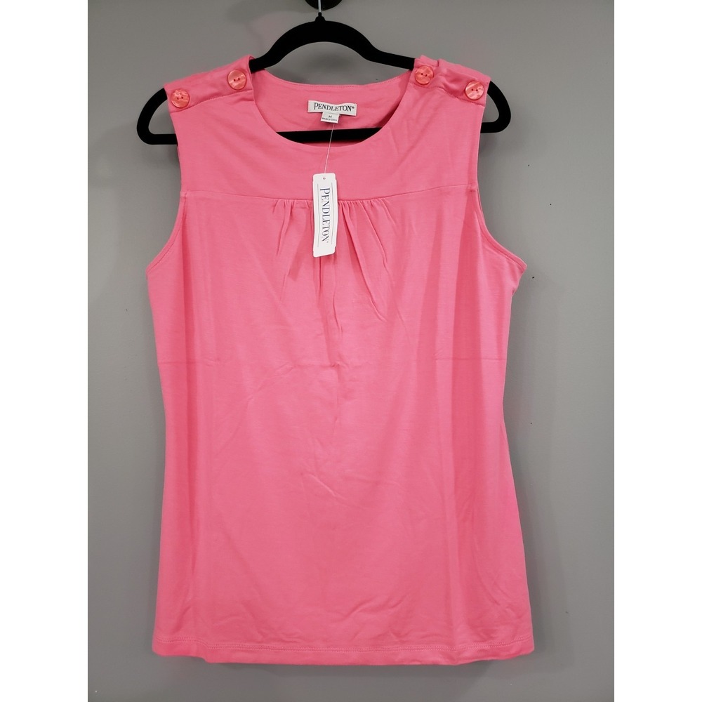 NEW PINK PENDLETON SLEEVELESS TANK TOP BLOUSE TOP MINIMALIST BASIC SPRING